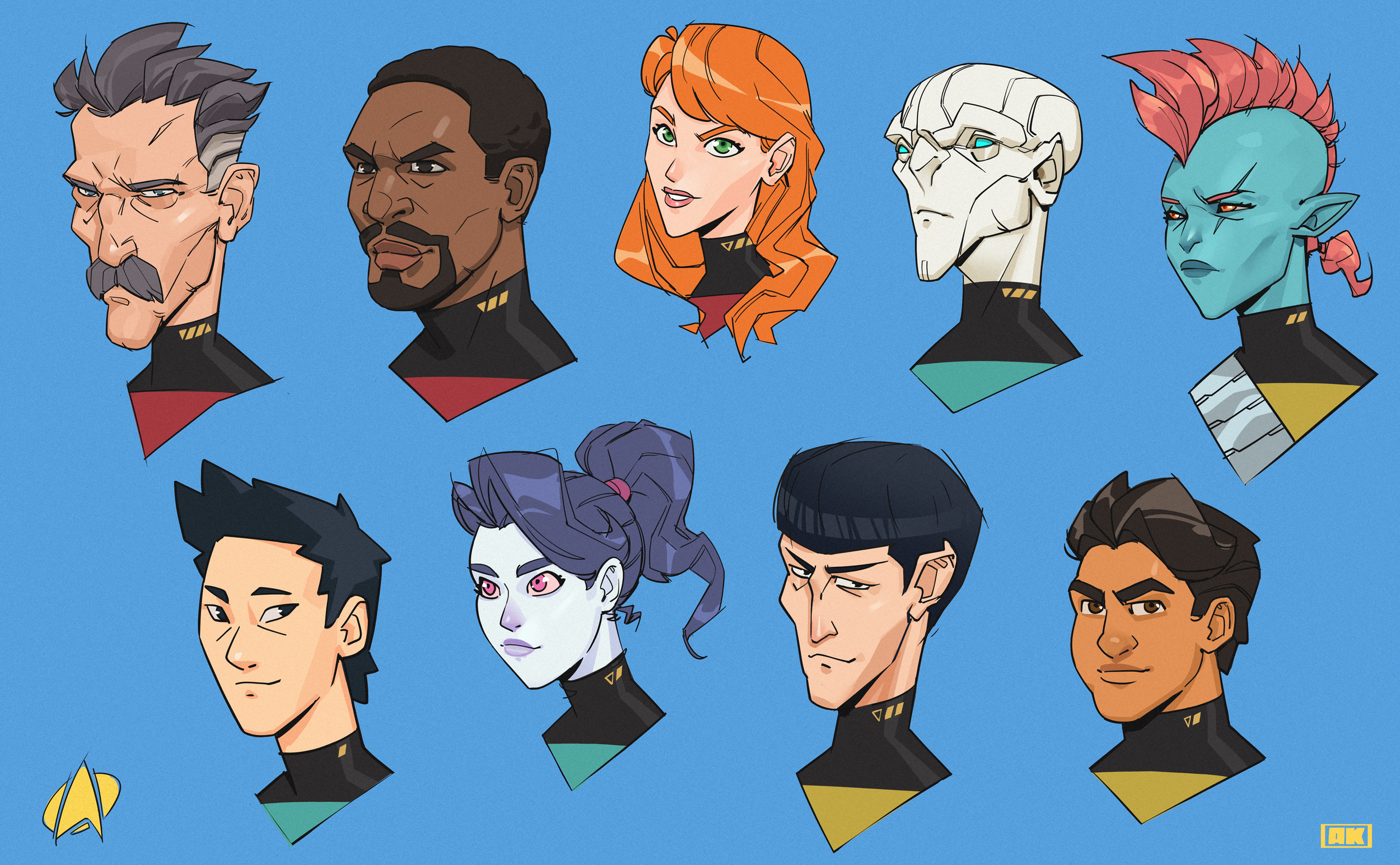 ahed_khatib_starfleet_crew_sketches.png