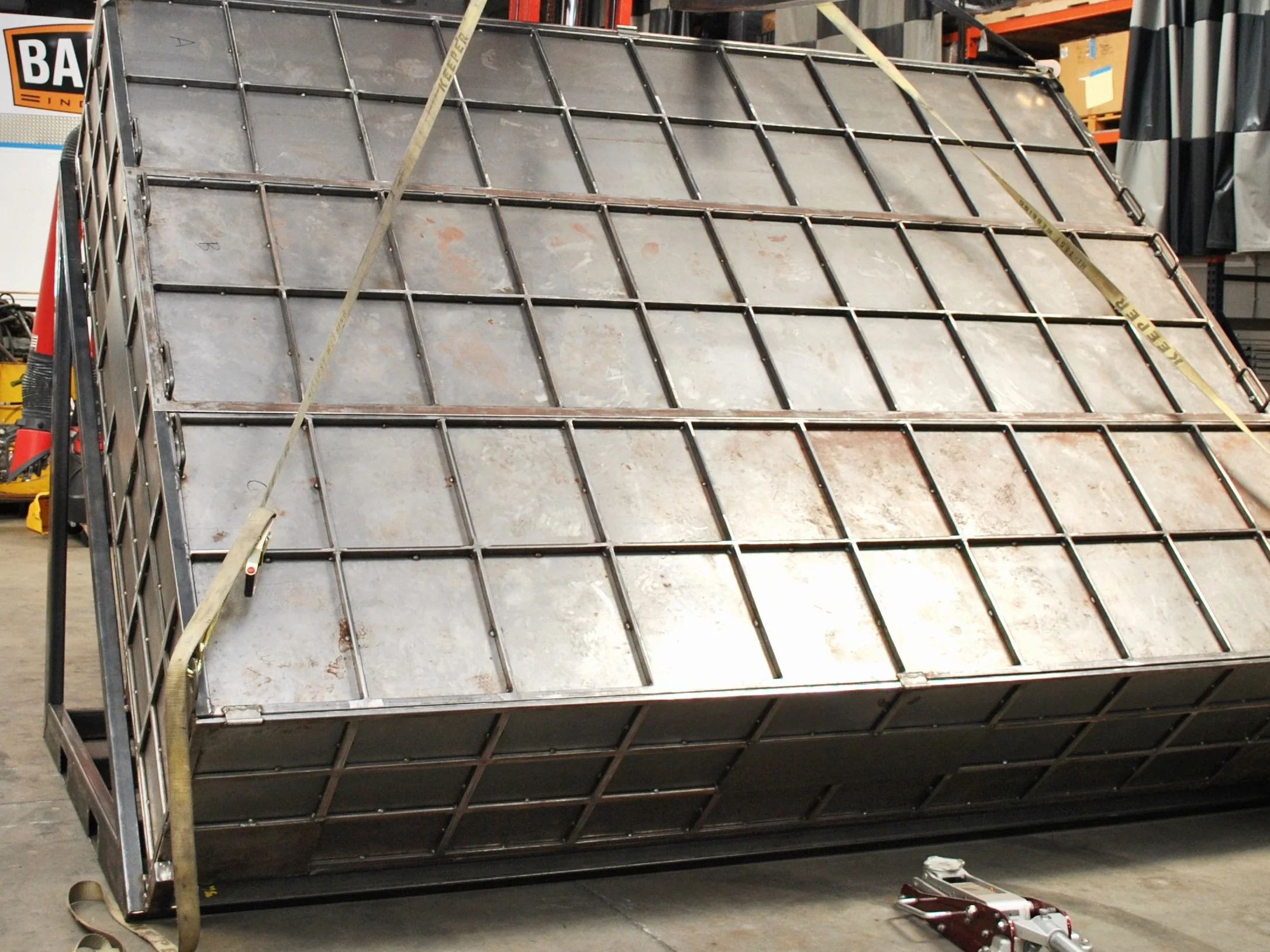 Custom shipping container on easel