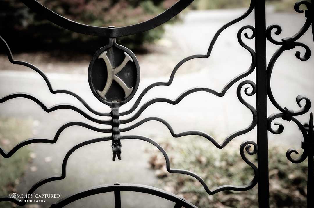 The "K" on Stephen King's fence at his Bangor, ME home.