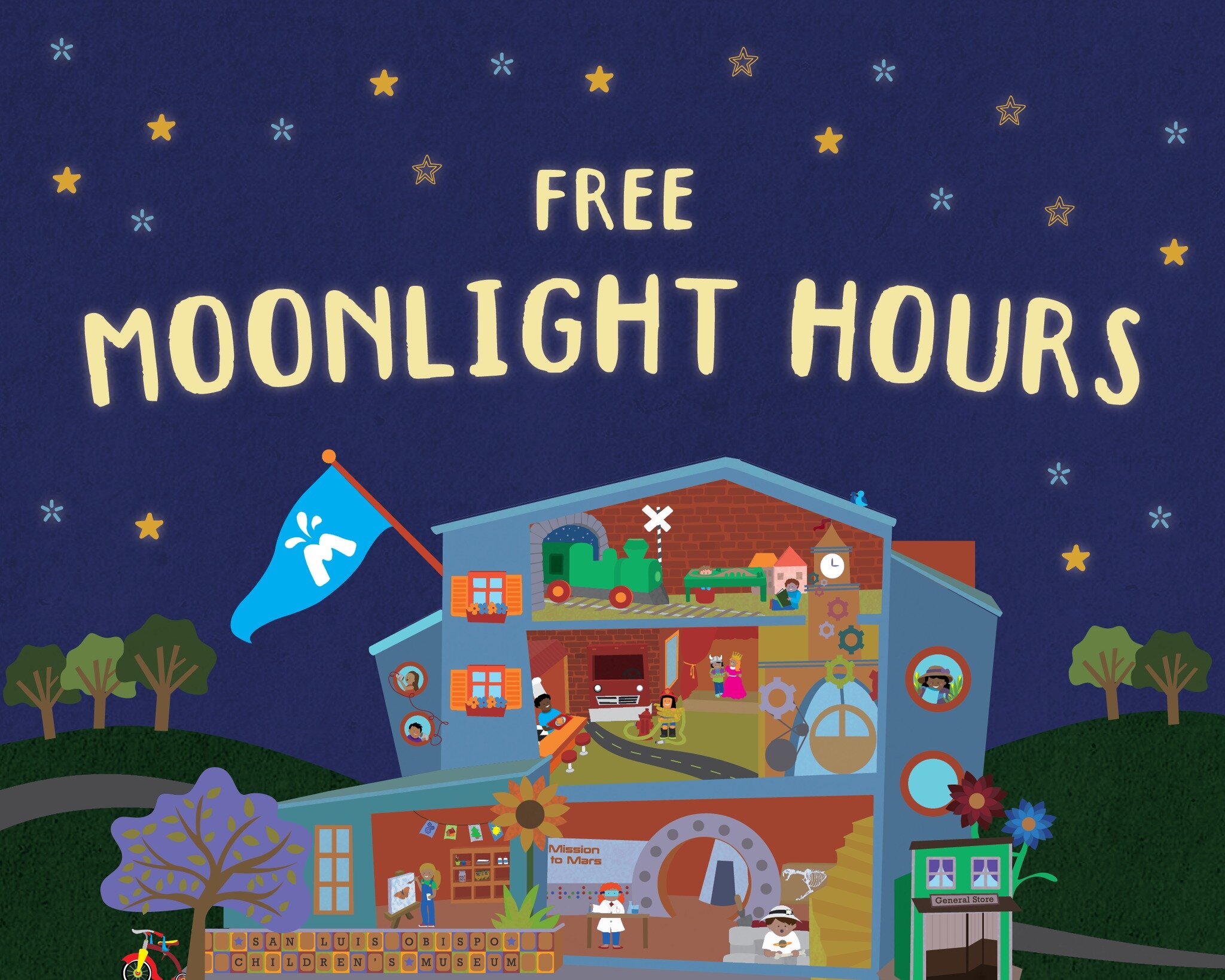 Join us this Thursday, April 20th from 5-7 PM for our free moonlight hours!! We offer free hours as a way to broaden the children&rsquo;s museum&rsquo;s visitor base and reach out to underserved communities. See you there!! 🌙⭐️