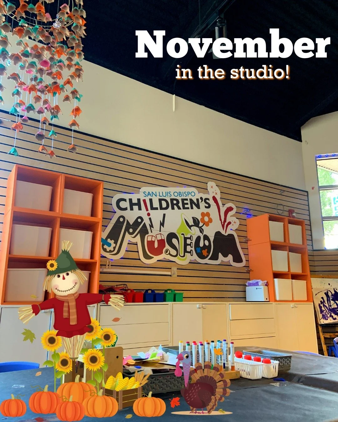 This month, The Studio is filled with everything Fall! 🍂 Join us for fun, hands-on activities all month long:

🍂 Nov 6&ndash;10 | Fall Leaf-Glitter Trees
🎨 Sat, Nov 8, 11:30&ndash;1:30 | Fall Crayon &amp; Paint Leaf Imprints
🌽 Nov 13&ndash;17 | P