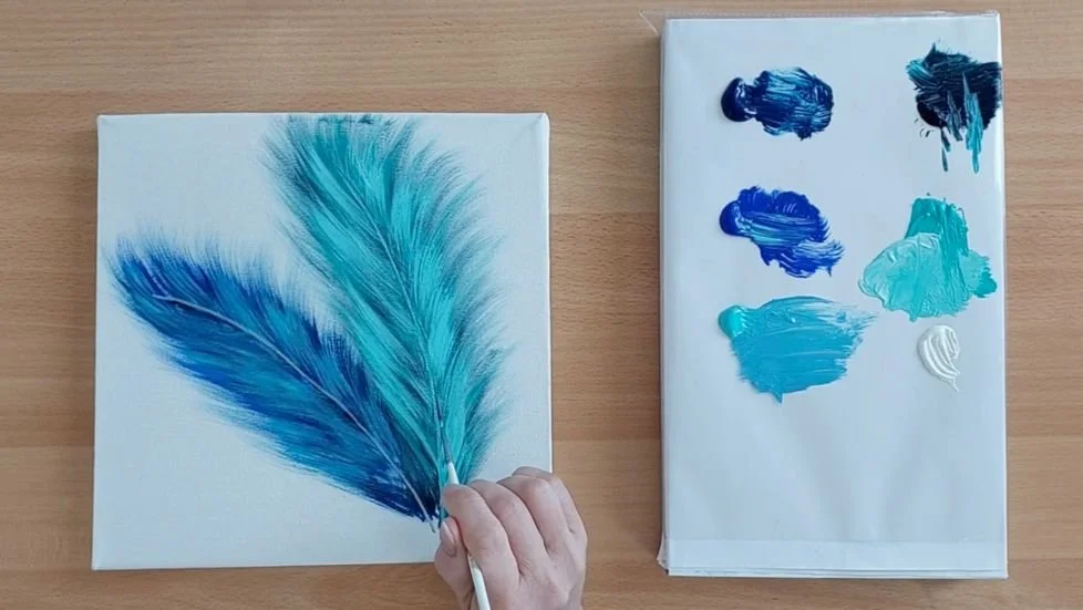 In the Studio: Feather Painting