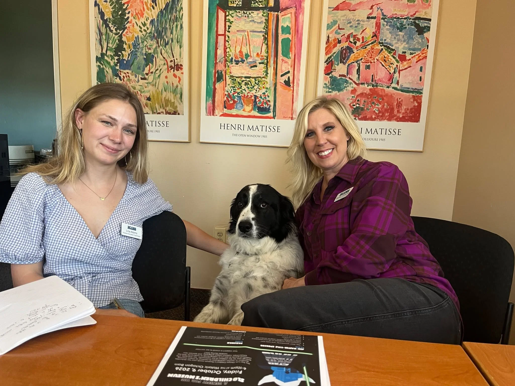 Robin and Lilia from Woods Humane Society recently met with Chi to brainstorm dog-themed programs for May!🦴🐾