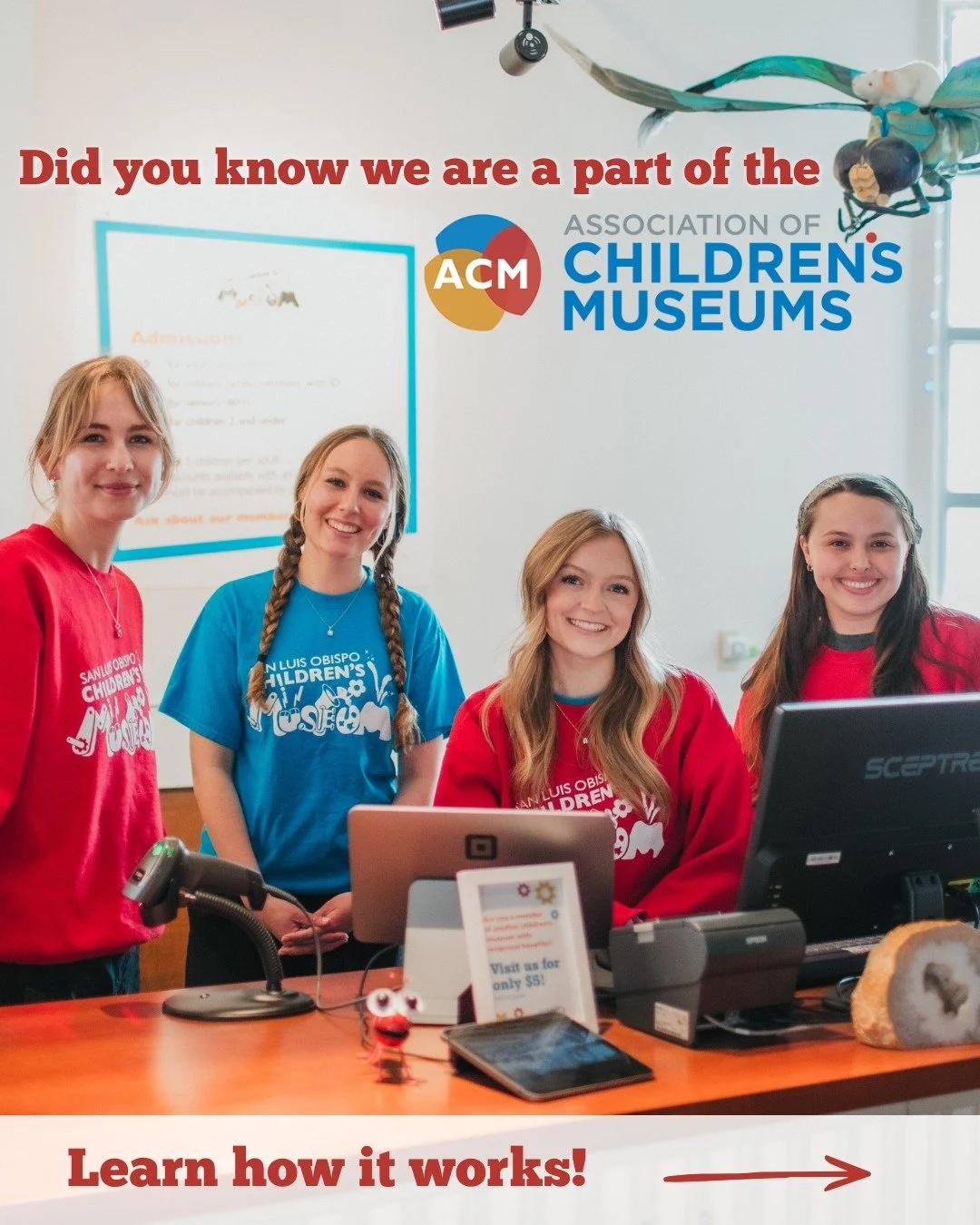 Your membership = more places to play 👀✨

We&rsquo;re part of the Association of Children's Museums Reciprocal Network, which means you can get 50% off admission here and at 200+ children&rsquo;s museums across the U.S. and Canada 🌎

Just look for 