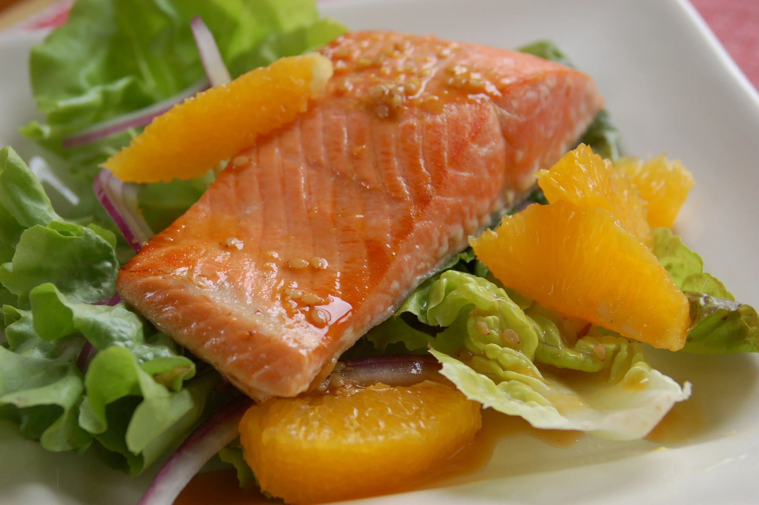 Seared Salmon with Orange Sesame Vinaigrette
