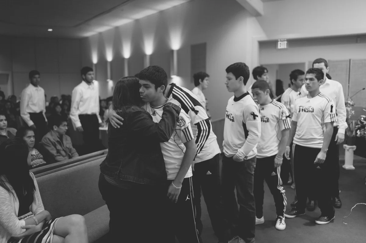 Rolff's soccer team paying their respects to the family.