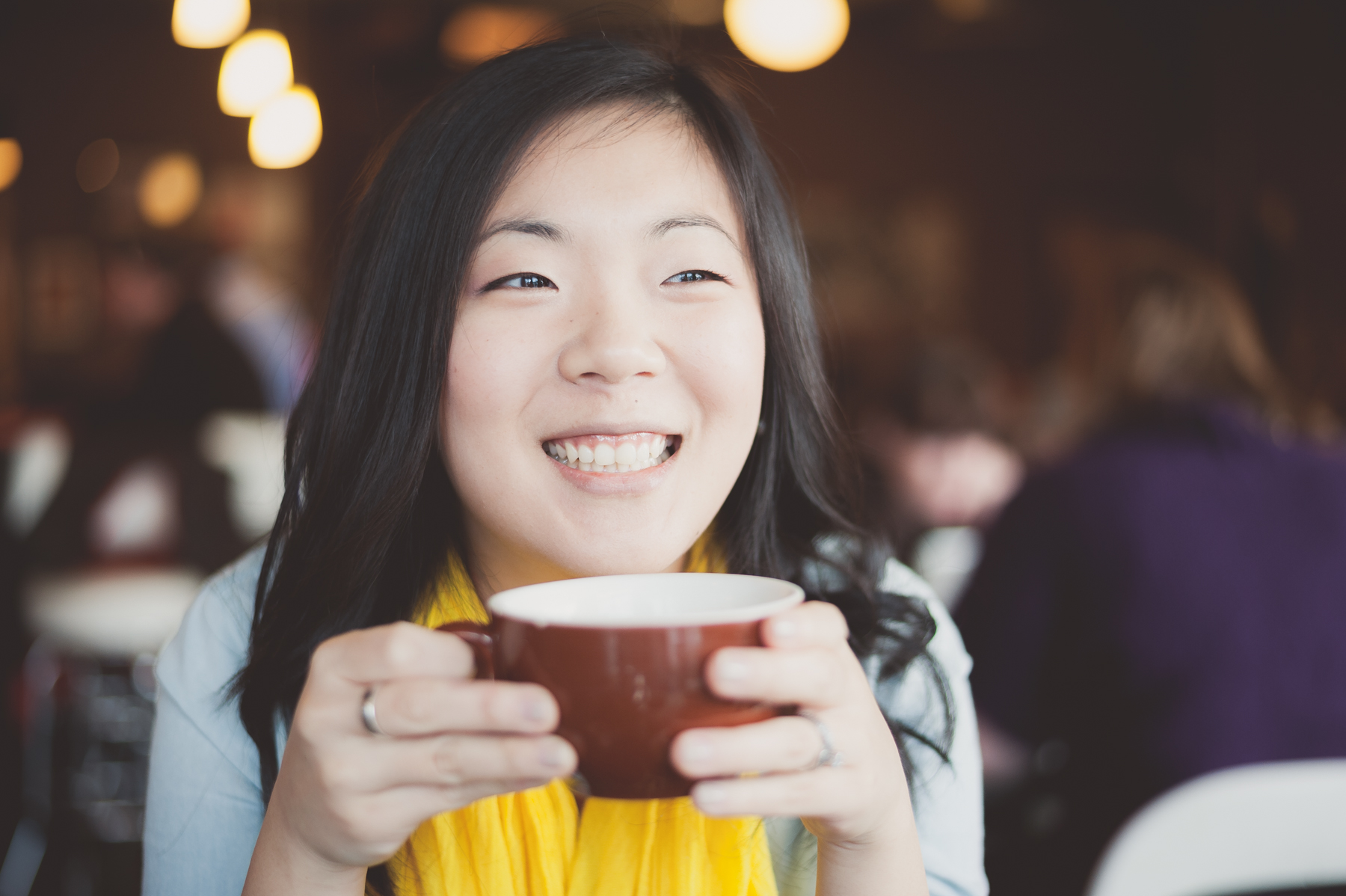 On a date, enjoying a cup of coffee together, as usual.