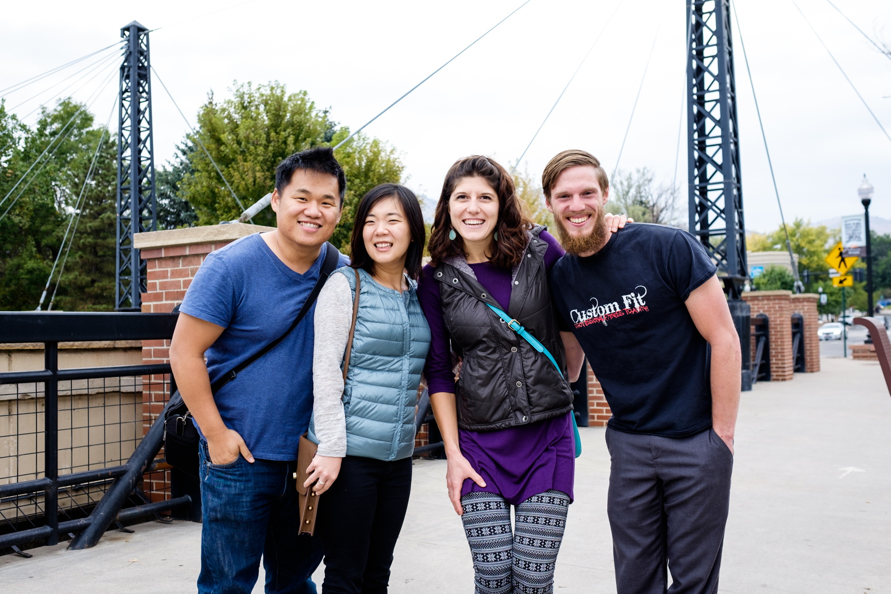 Hanging out with our new friends, Sean and Natalya, in downtown Golden. They were so generous for letting us stay with them Friday night for the Saturday morning wedding.