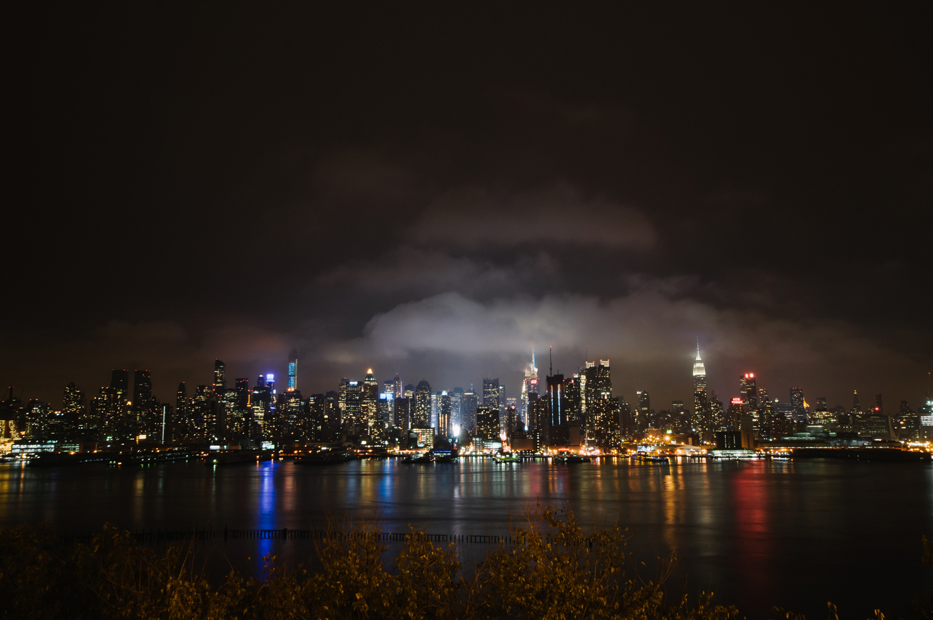 A view of Manhattan from across the bridge in New Jersey.