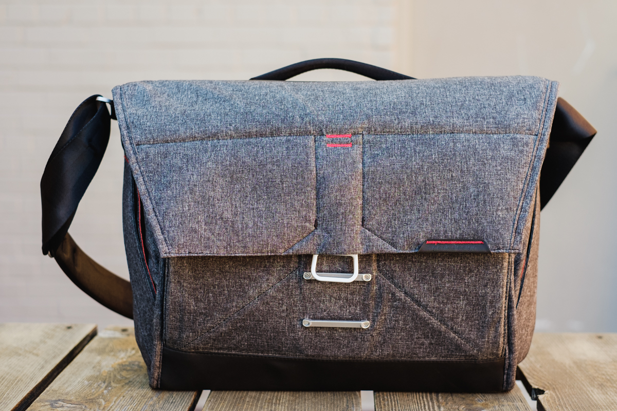 Peak Design's Everyday Messenger Bag - The flap is tilted because of a tall water bottle in the bag.