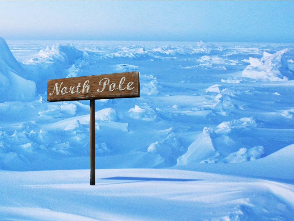 This north pole sign has been cut out and masked. I 've created a shadow for the sign as well that I will cover in another post. *Keep in mind that the objects all have to appear to be illuminated by the same global/practice light source. Hint: what direction are the shadows going? 