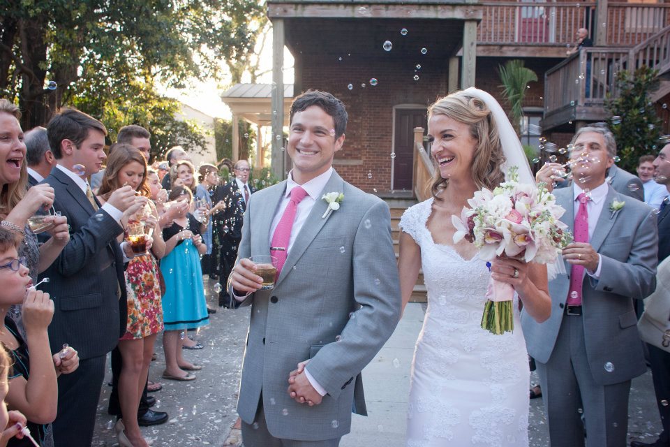 Just Married // St. Mary Catholic Church // Wilmington, NC Wedding // Ben Keys Live Wedding Artist of Wed on Canvas // Photo Courtesy of KMI Photography