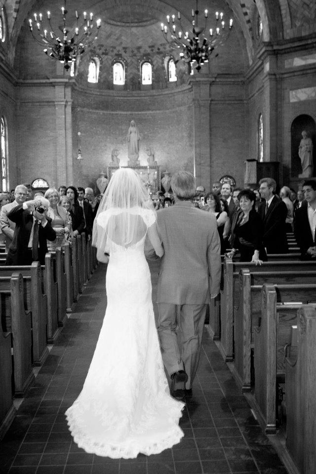 Here Comes The Bride // Wilmington, NC Wedding // St. Mary Catholic Church // Live Wedding Painter // Ben Keys of Wed on Canvas // Photo Courtesy of KMI Photography