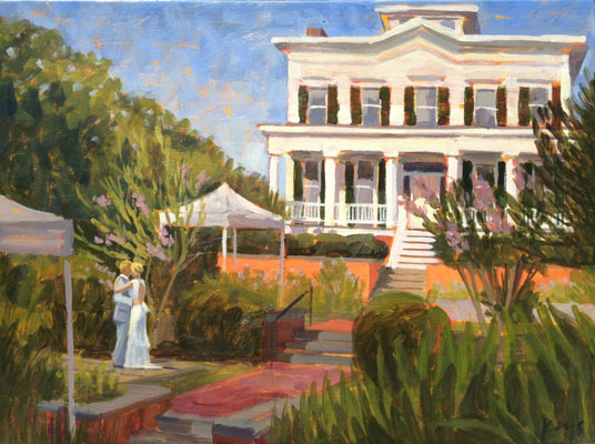 The City Club, Wilmington, NC // Live Wedding Painter Ben Keys of Wed on Canvas // Photo Courtesy of Peacock Portraits