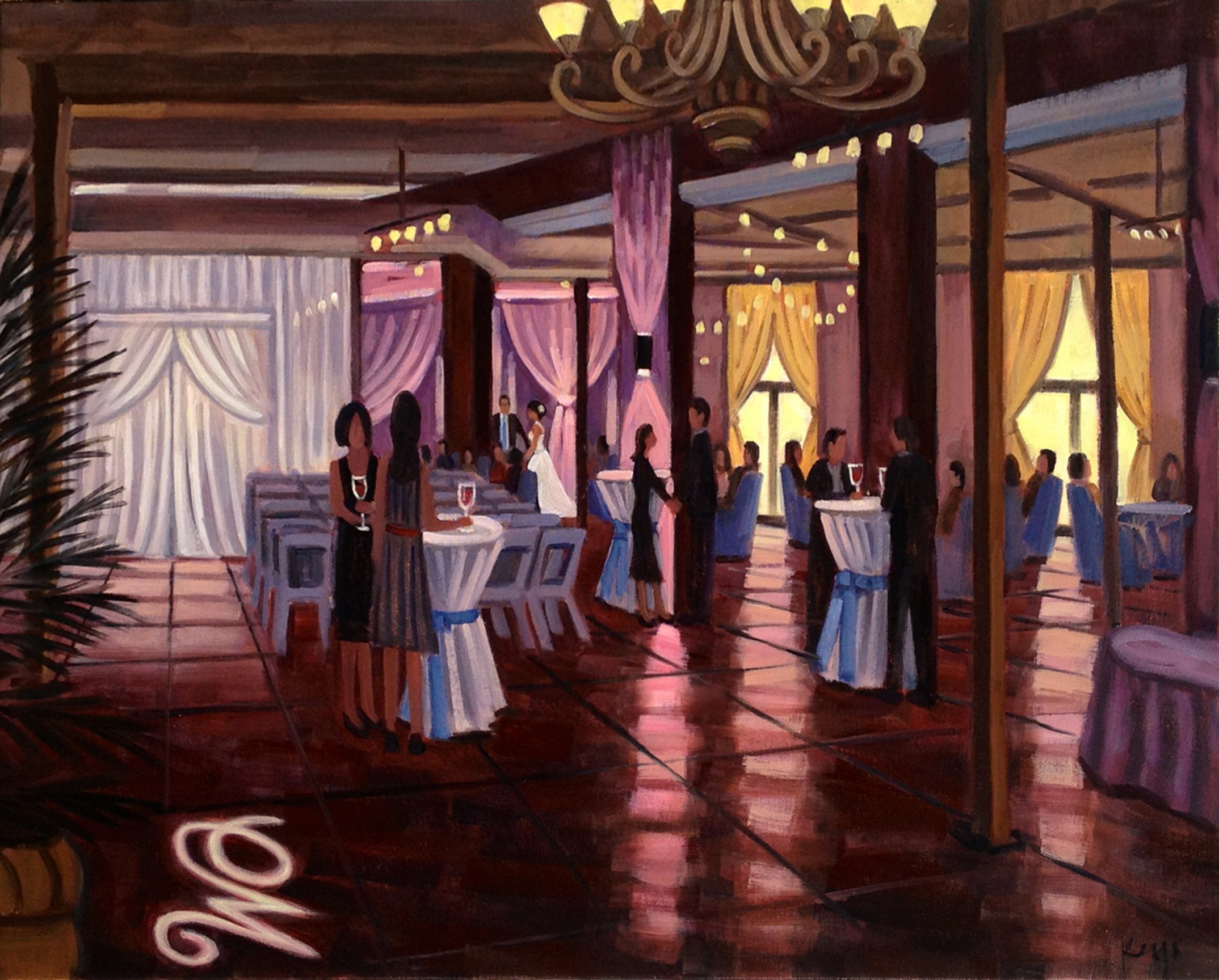 The Mill Event Hall of Chattanooga, Tennessee // Wedding Painting by Ben Keys, Wedding Artist of Wed on Canvas // Faux Wedding Reception Event 