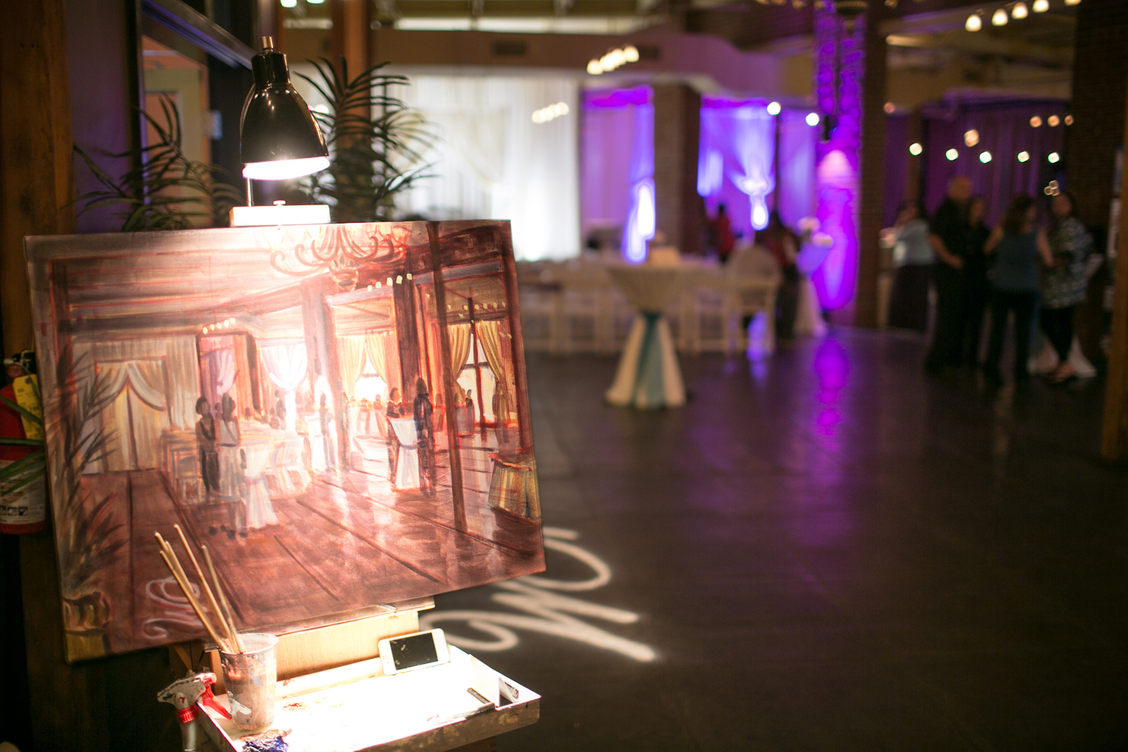 Ben Keys of Wed on Canvas, Live Wedding Artist // Wedding Painting of The Mill Event Hall of Chattanooga, Tennessee // Photo by Imago Photagraphy  
