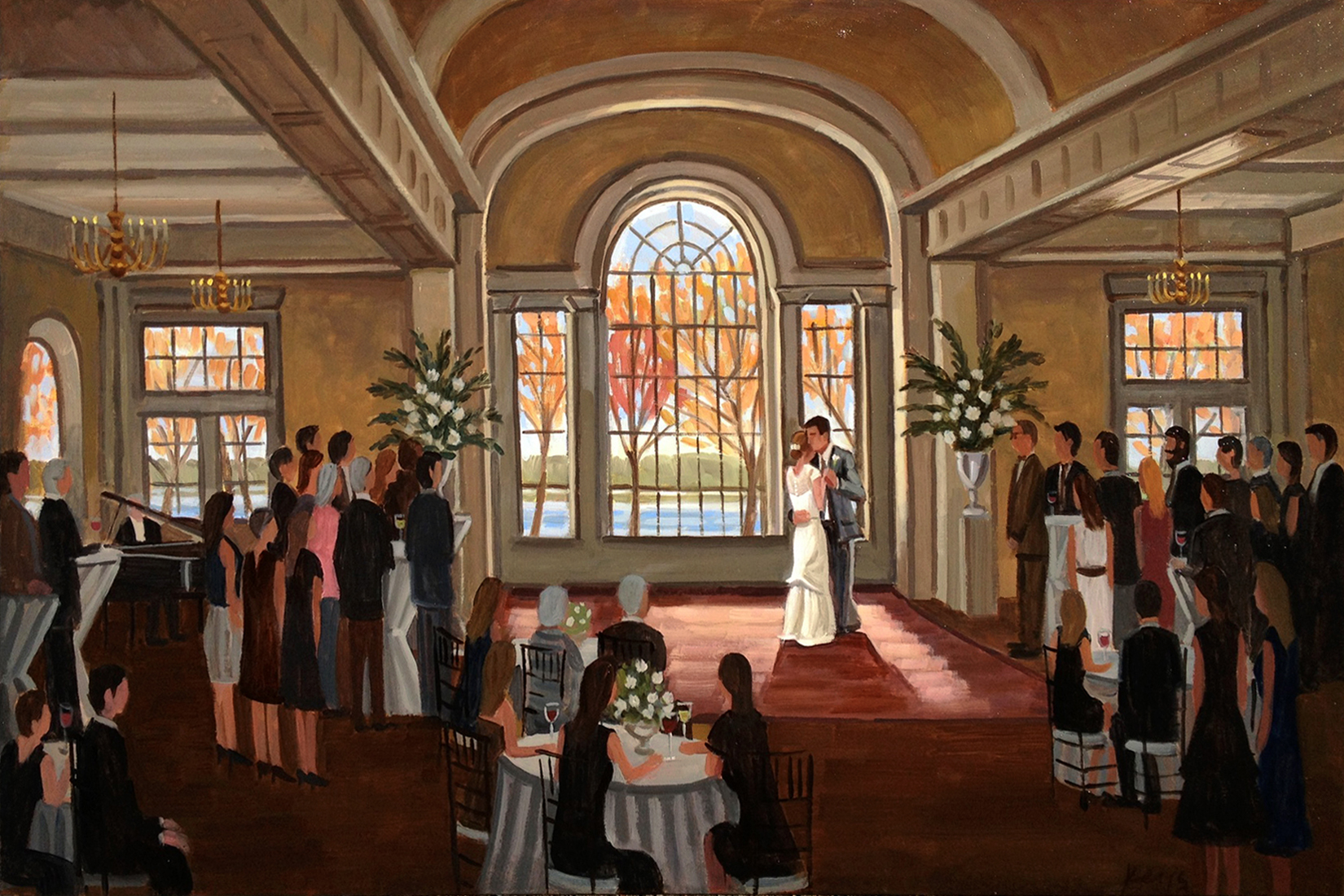 Elle and Benton | 24 x 36 in. Oil on Canvas | Live Wedding Painting | The River Room | Augusta, GA