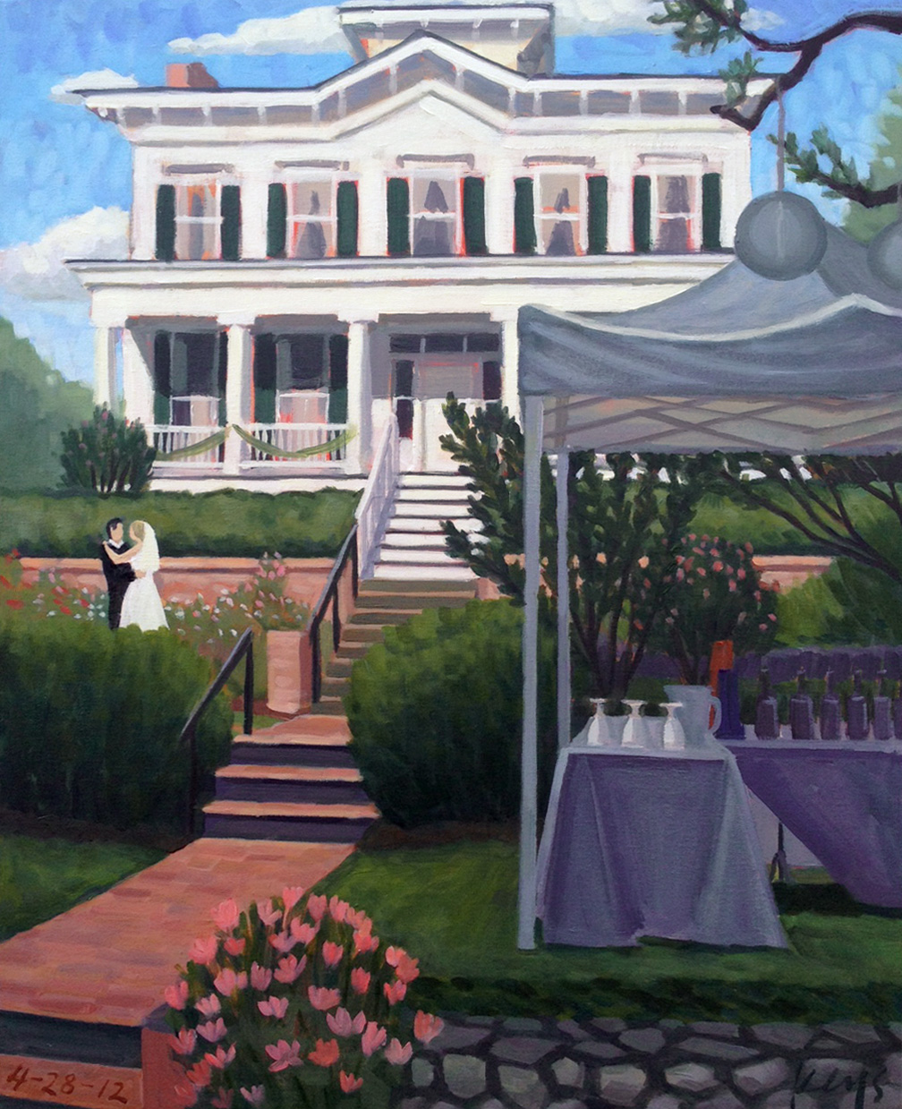 City-club-wilmington-wedding-painting-by-ben-keys-wedding-artist-of-wed-on-canvas