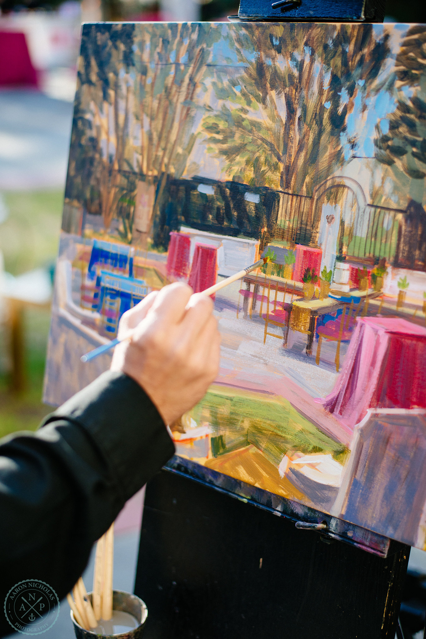 live-wedding-painting-by-ben-keys-live-event-artist-of-wed-on-canvas-garden-wedding-gibbes-museum-pure-luxe-bride-for-the-knot
