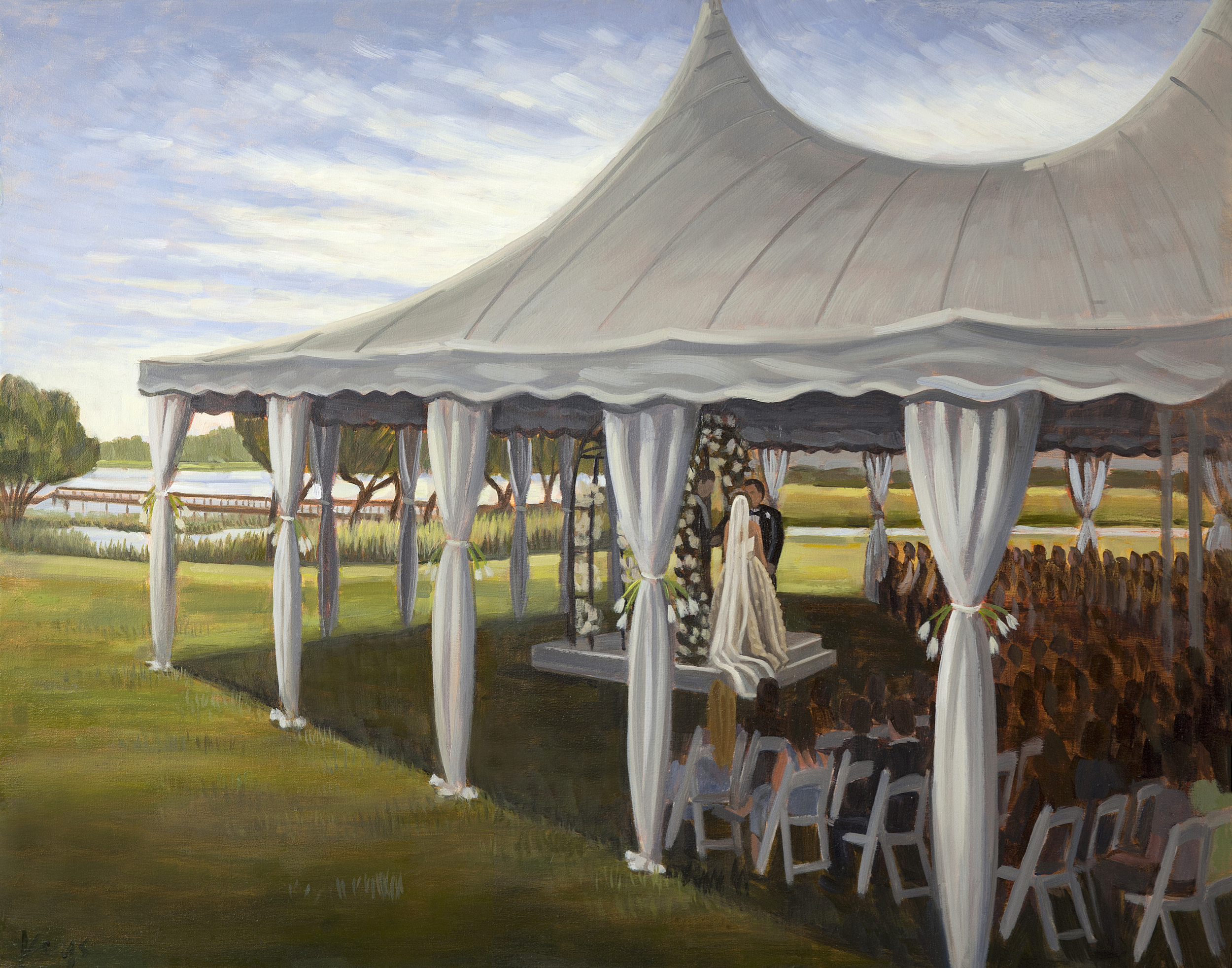 Leigh and Cameron | 24 x 30 in. Oil on Canvas | Country Club of Landfall