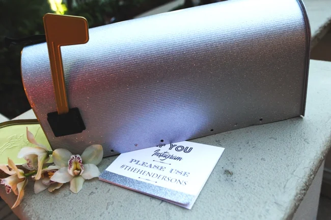 wedding-hashtag-glitter-mailbox-at-wedding-to-safely-store-cards-at-wedding-the-breakers-palm-beach-florida-bride
