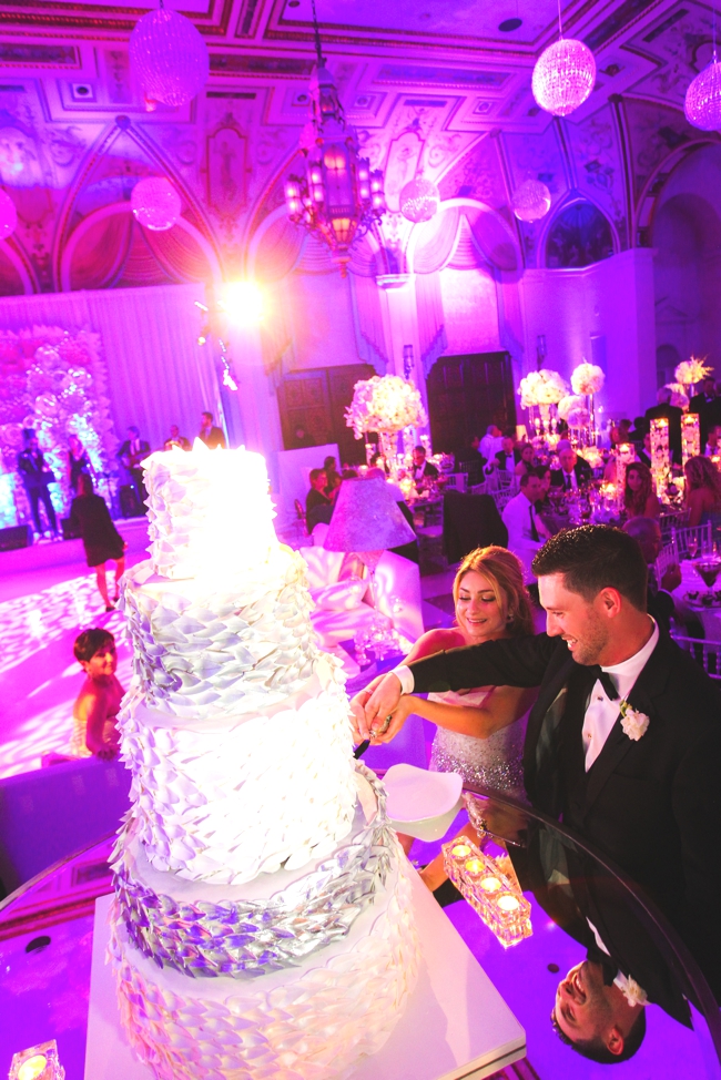 the-Mediterranean-ballroom-palm-beach-cake-cutting-and-the-hudson-band-wedding-painting