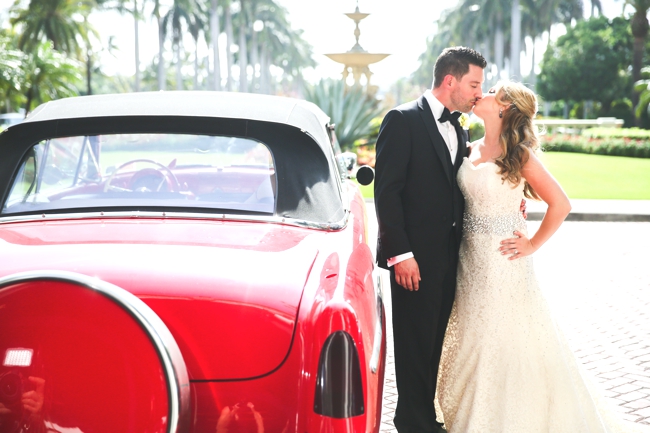 red-getaway-car-the-breakers-luxury-wedding-palm-beach-convertible-carolina-herrera-donna-newman