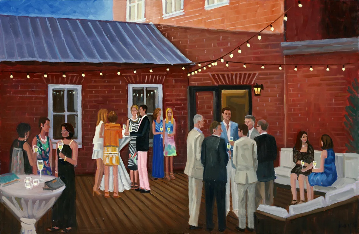 Amanda's 40th Birthday Party | 24 x 36 in. | Oil on Canvas | Live Event Painting