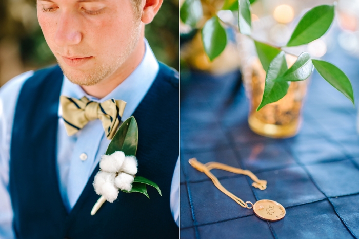 cotton-boutenier-and-gold-navy-bow-tie-groom-groomsmen-style-wed-on-canvas-live-wedding-painter