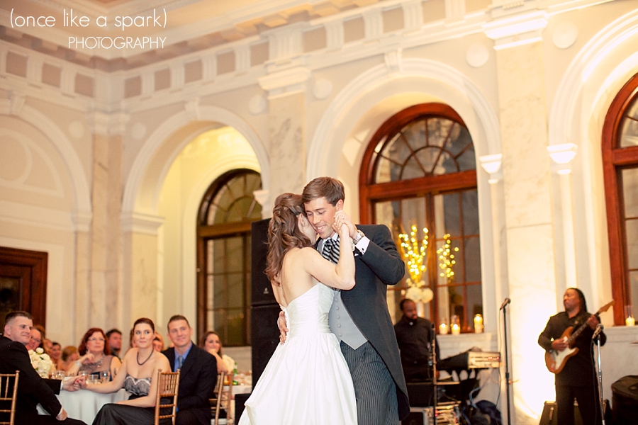 first-dance-morning-suit-for-groom-ascot-tie-ball-gown-bride-atlanta-wedding-old-courthouse-on-the-square