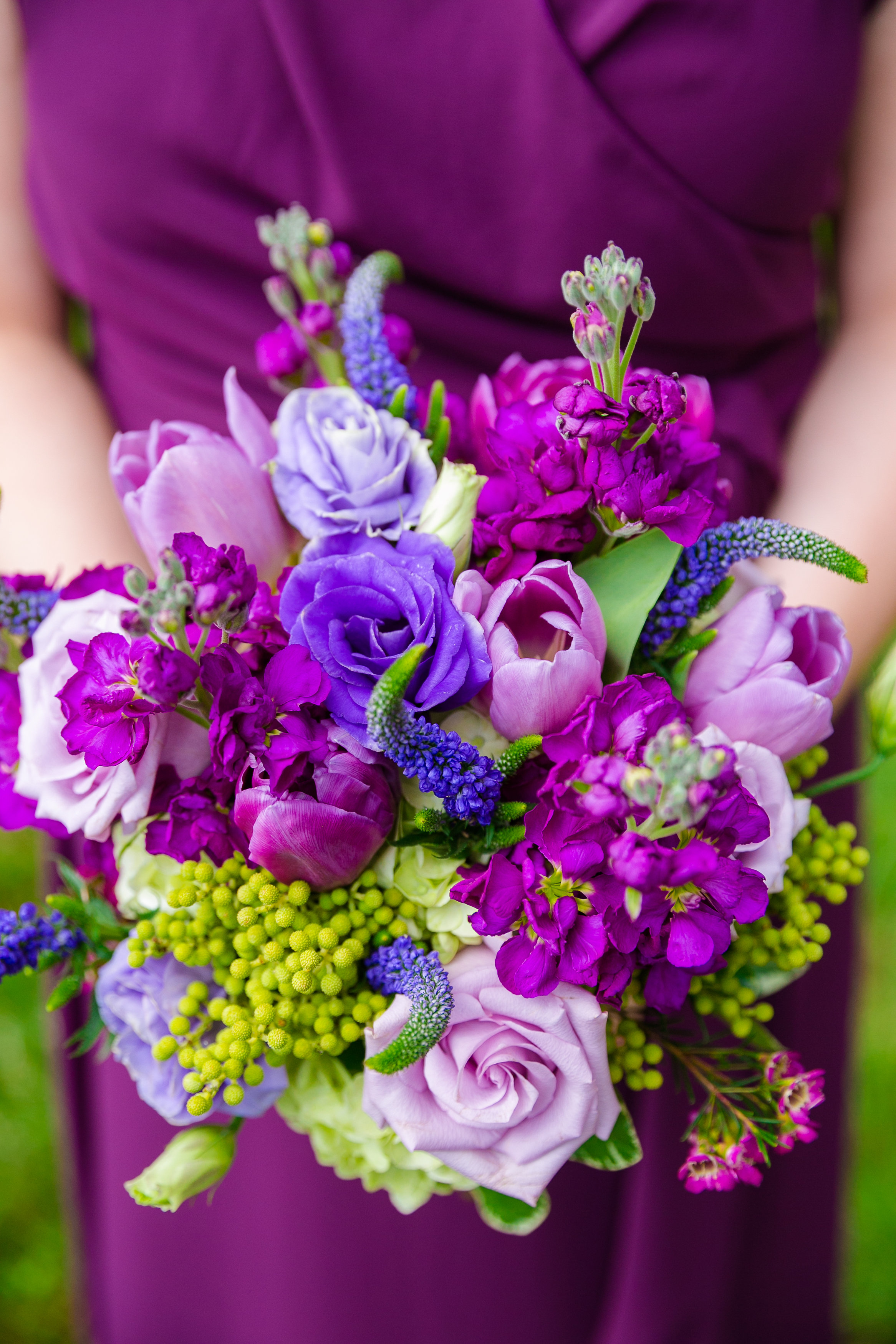 fuchsia-and-wine-bridesmaids-gown-bella-bridesmaid-charleston-fuchsia-and-lavender-bridesmaid-bouquets-wildberry-farm-barn-wedding