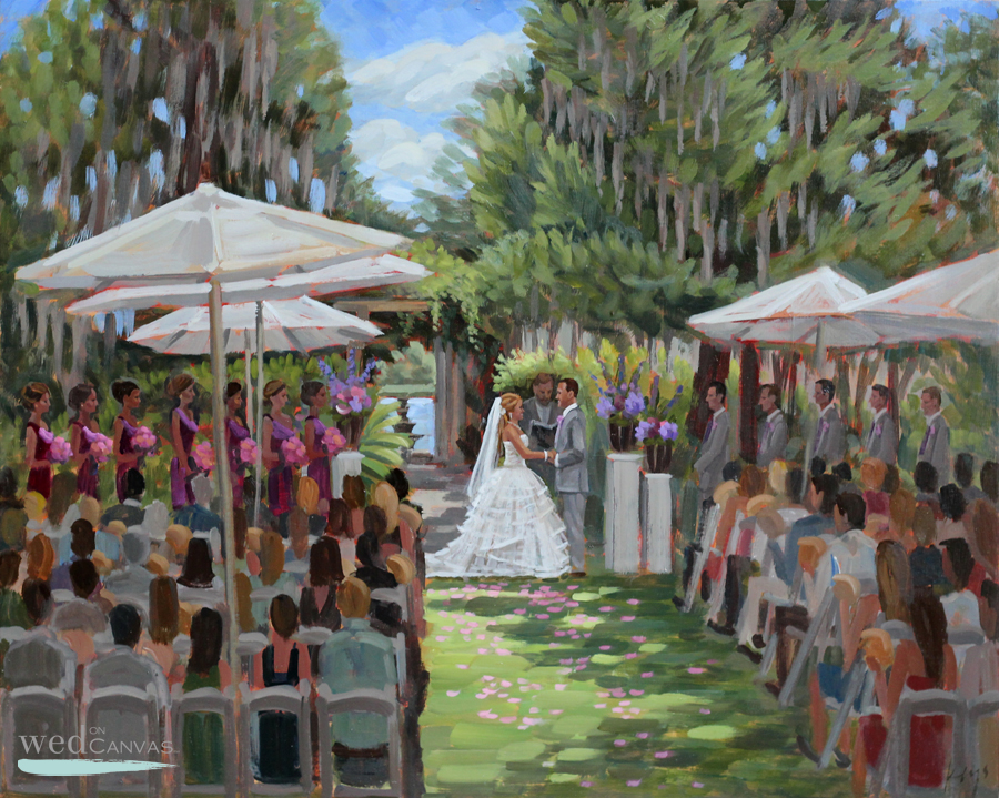 Live Wedding Painting at Airlie Gardens in Wilmington, NC.