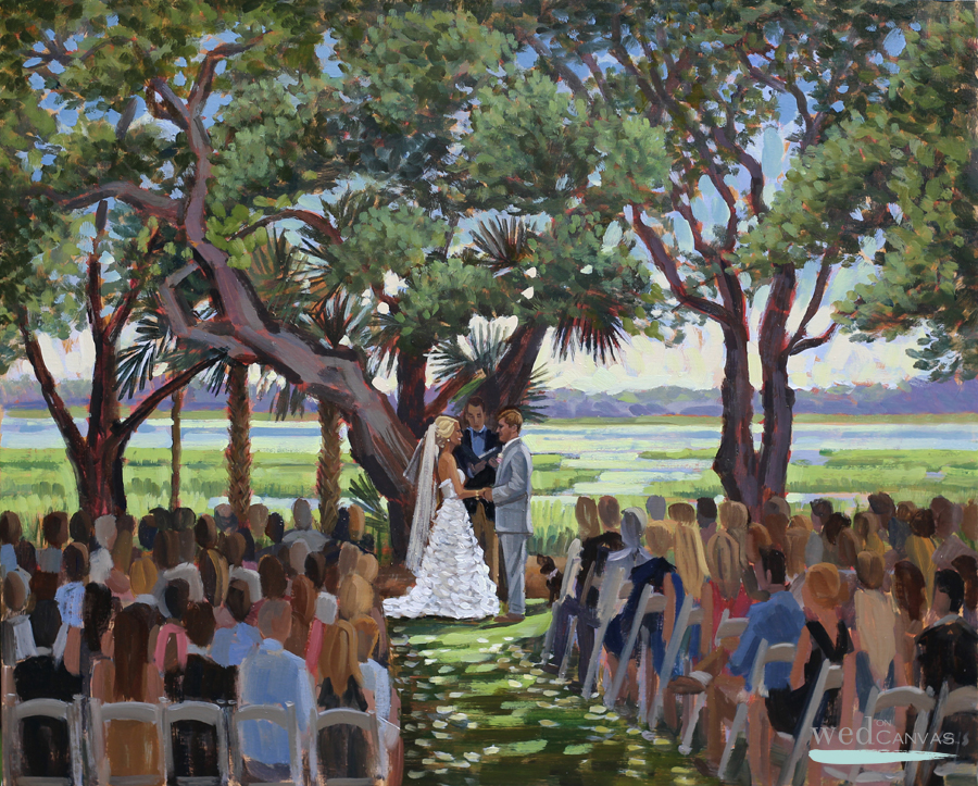 Ashley + Blake, 24 x 30 in. Live Wedding Painting at Lowndes Grove Plantation