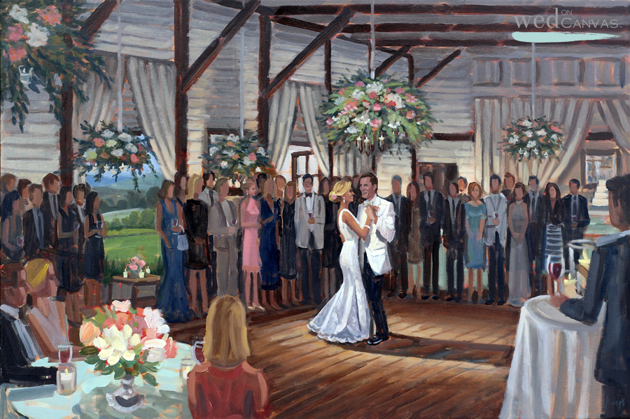 24 x 36 in. Oil on Canvas by Live Wedding Painter Ben Keys | Pippin Hill Farm and Vineyards