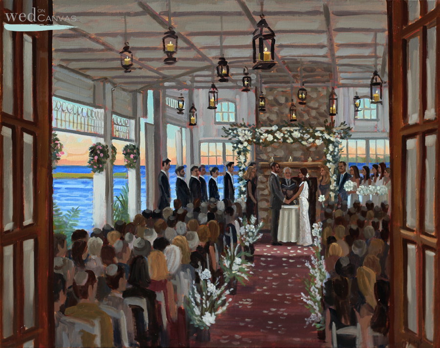 Jenny + Adam | 24 x 30 in. Oil on Canvas | Live Wedding Painting at Mallard Island Yacht Club