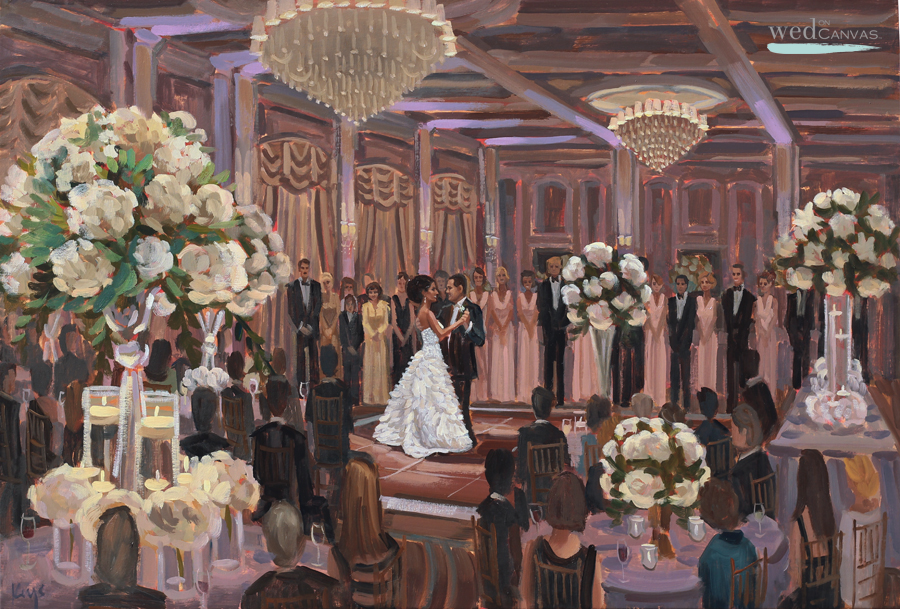 Maggie and Glenn's first dance captured live by wedding artist, Ben Keys of Wed on Canvas