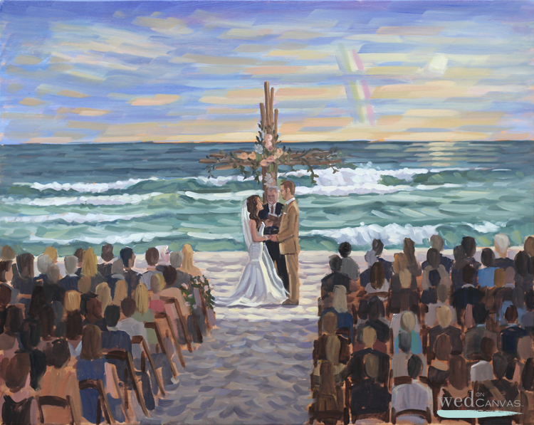 Live Wedding Painter, Ben Keys, captured Lindsay + Doug's ceremony at Alys Beach, Florida.