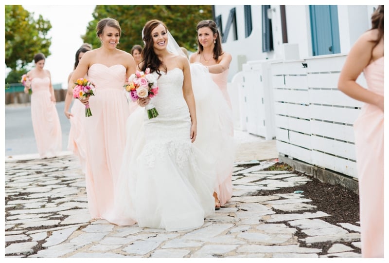 blush-bridesmaid-dress-with-colorful-bouquet