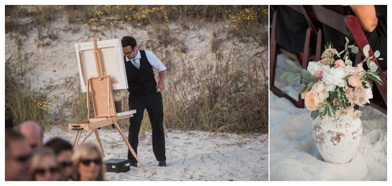 Live Wedding Painter Ben Keys capturing Lindsey + Doug's Alys Beach ceremony in Florida.