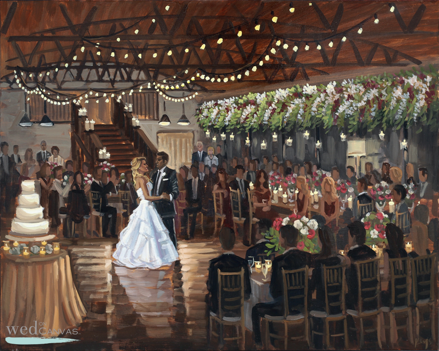 Lauren + Andrew's first dance captured by live wedding painter Ben Keys of Wed on Canvas.