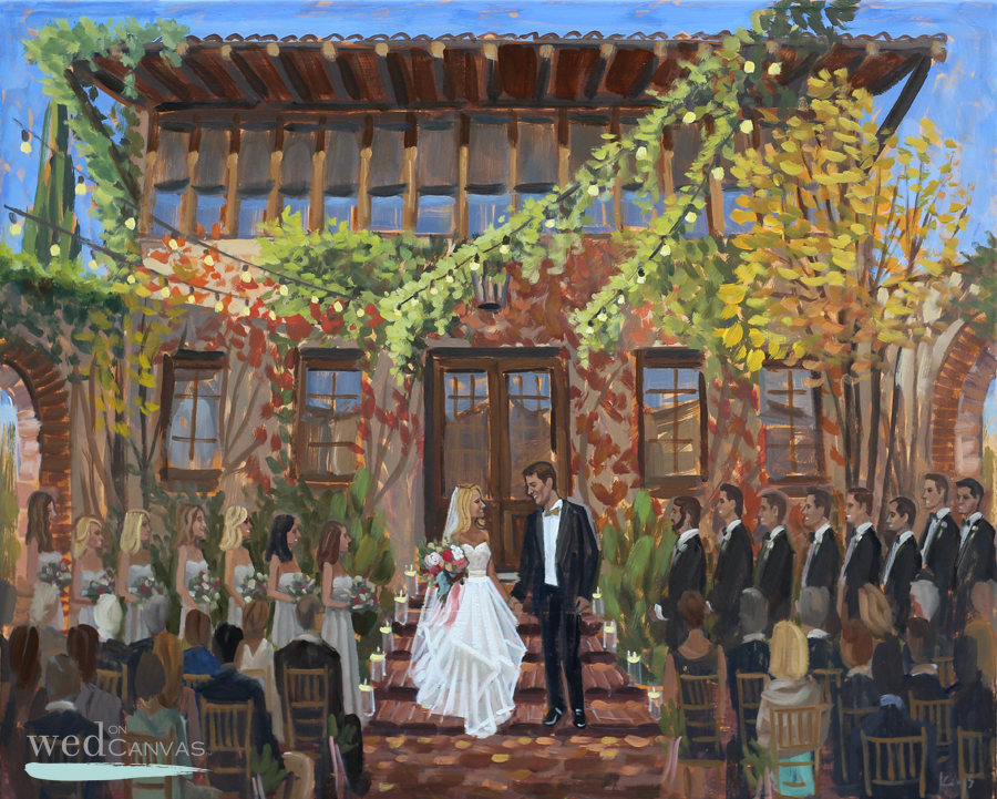 Live Wedding Painter captures Kelsey + Eric's first moment as Husband + Wife!  