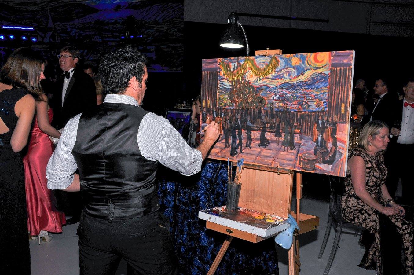 Ben Keys, capturing the NHRMC Founder's Gala in a live event painting.