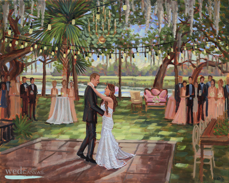 Lea + Cooper's wedding painting was created by combining photos taken from their wedding day.