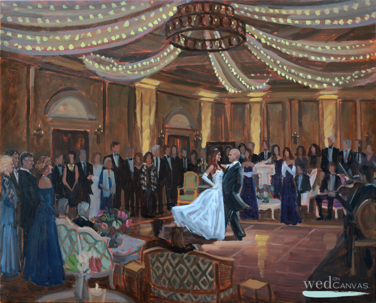 Ben captured Stephanie + John's elegant First Viennese Waltz in a live wedding painting during their reception at The Salamander Resort in Middleburg, Virginia. 