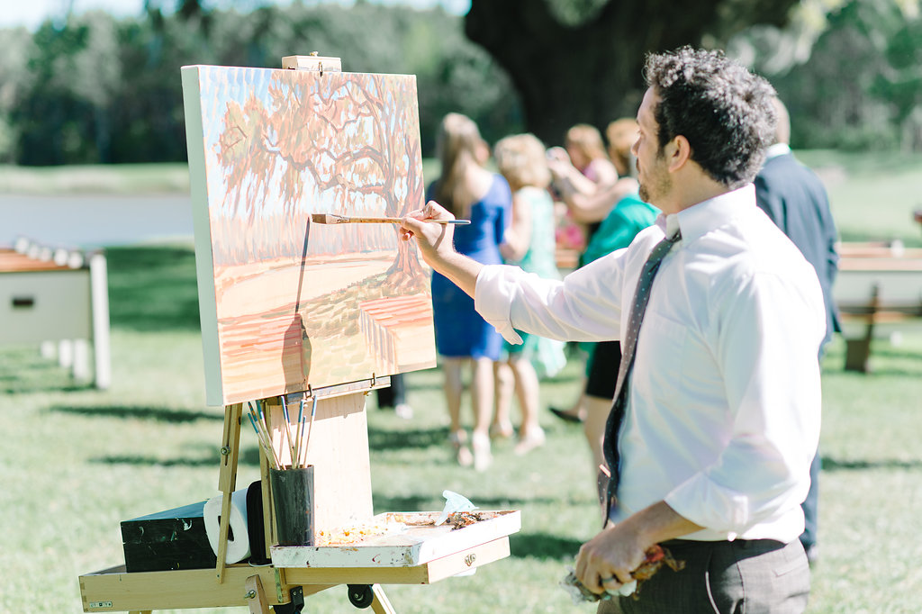 Ben Keys, capturing R+T's ceremony with a live wedding painting.