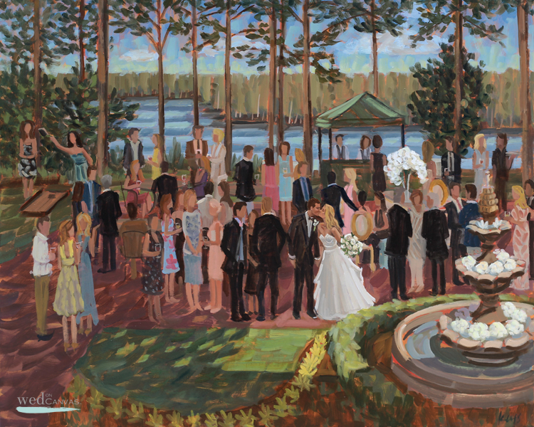 Ginny + Willie commissioned live wedding painter, Ben Keys, to capture their cocktail hour during their reception at Pinehurst's Country Club of North Carolina.