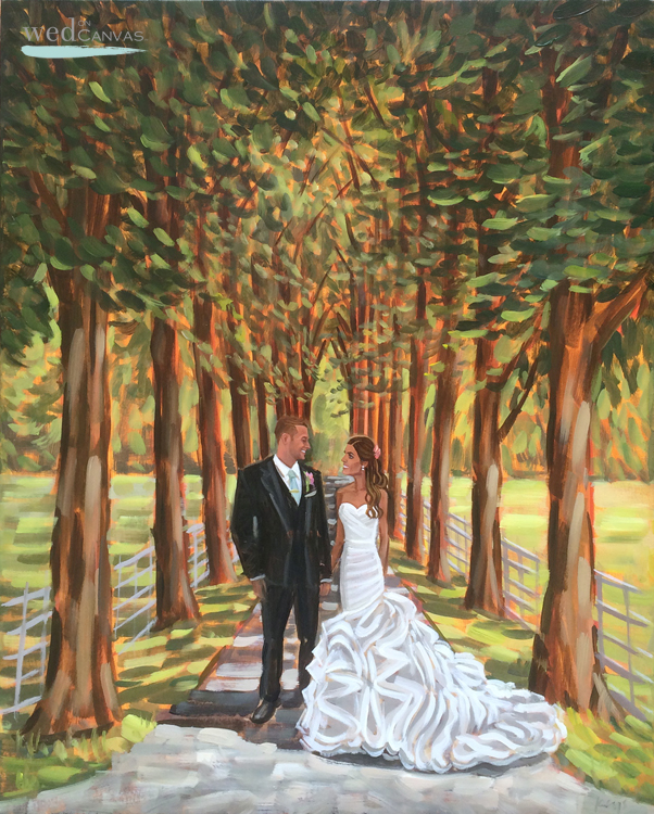 Chloe + Stuart commissioned Ben to travel to England to capture their wedding day with a live painting.