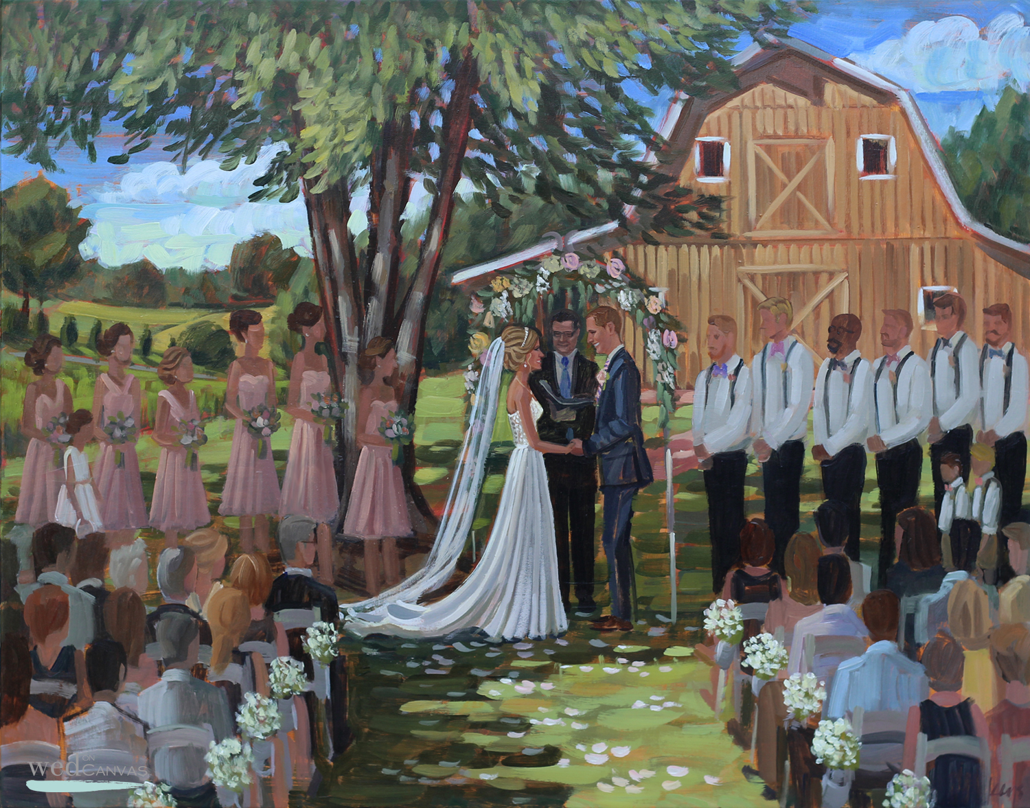 Live Wedding Painter, Ben Keys, captured Danielle + Bradley's wedding day at Fairview Farms just outside of Richmond, VA.