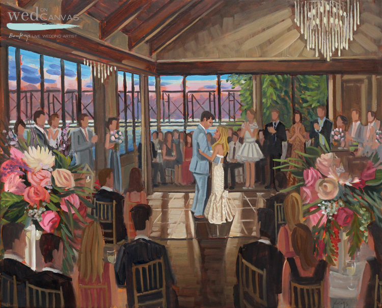 Live Wedding Painter, Ben Keys was commissioned to capture C+N's first dance during their reception at the Lambertville Station Inn.  
