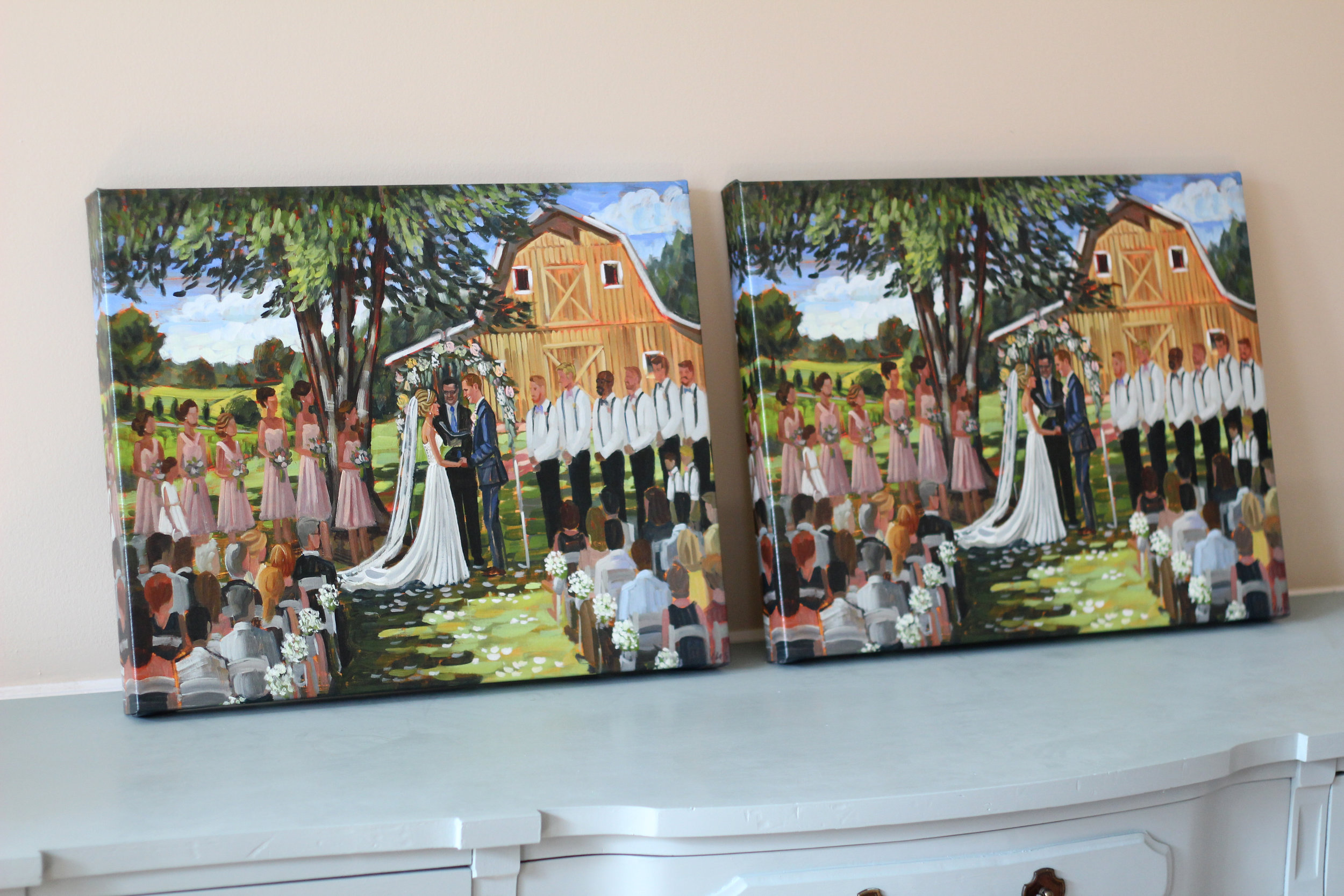 Both Fairview Farm + Danielle's parents ordered a print on canvas of the original live wedding painting!